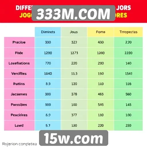 Comparação de jogos disponíveis em 333M.COM e concorrentes